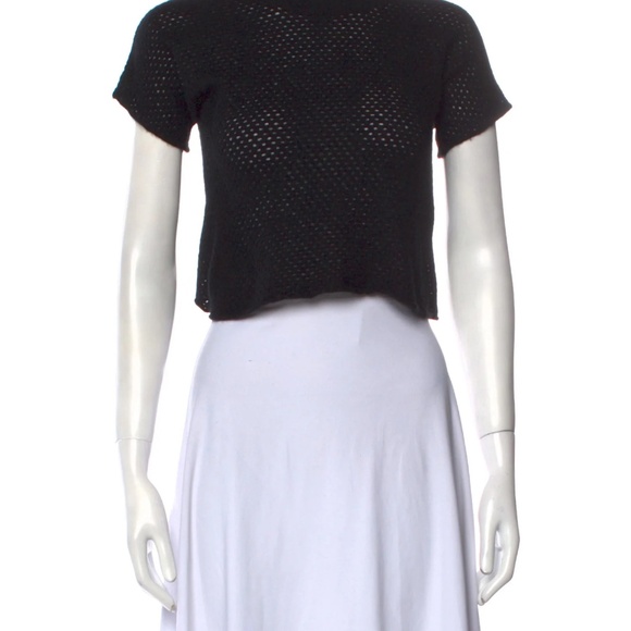 Minnie Rose Black Cashmere Short Sleeve Sweater - Picture 3 of 5